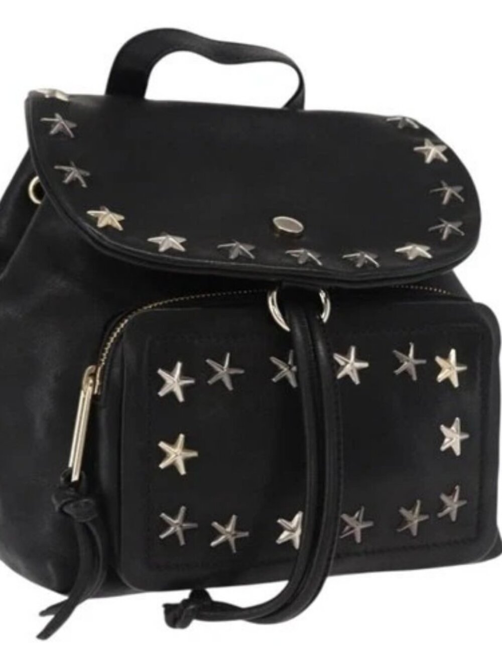 Jimmy Choo Studs Backpack Leather Black Gold Auth ka1552